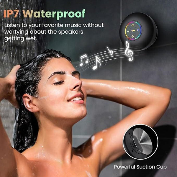 Waterproof Bluetooth Speaker with LED lights and Suction Cup